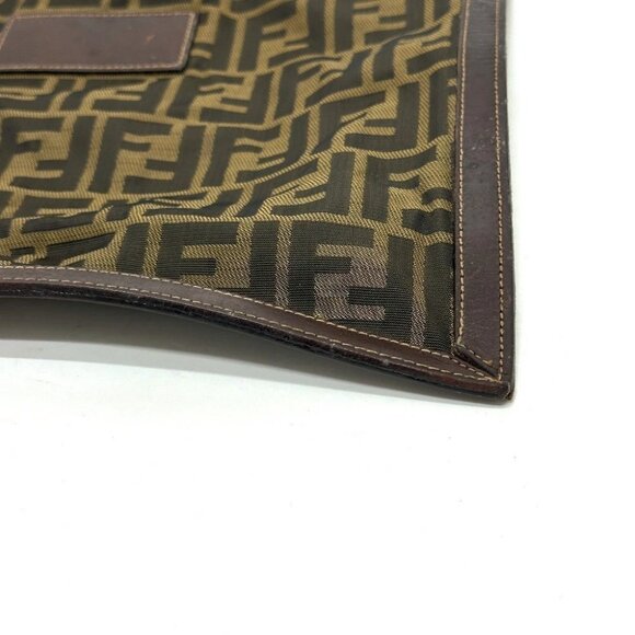 FENDI Zucca pattern Flat Bag Cluch Bag Canvas Brown - Picture 10 of 12